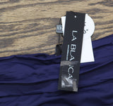 La Blanca Goddess Shirred Band Hipster Bikini Swimsuit Bottom Indigo Blue 12