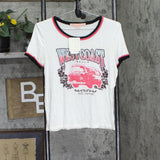 Rebellious One Juniors West Coast Ringer T-Shirt Tee Graphic Ivory Off White M