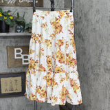 LC Lauren Conrad Womens Woven Elastic Waist Maxi Skirt White Multi S