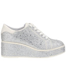 INC International Concepts Womens Aideen Wedge Sneakers Silver Bling Gray 9.5M