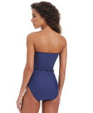 Bar III Wave Solids Tie-Front Bandeau One-Piece Swimsuit Near Nautical Blue S