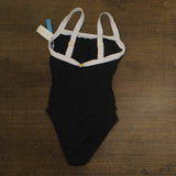 Bleu Rod Beattie Womens Square Neck Tank One-Piece Swimsuit Black / White 10