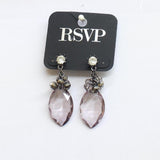 Charming Charlie by RSVP Rhinestone Drop Earrings Gunmetal Black / Purple 1.75"
