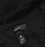Aqua Womens Cotton Woven V-Neck Babydoll Mini Dress Black M