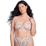 Wild Fable Ribbed Underwire Bralette Bikini Top Tan Animal Print Brown 2XS
