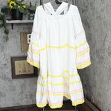 Private Label Women's Plus Size Ric Rac Flare Sleeve Dress White / Yellow 2X