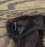 Catherine Malandrino Faux Leather Faux Fur Winter Fleece Gloves Brown