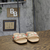 A New Day Womens Elain Floral Embroidered Mesh Slide Sandals Tan Brown 5.5M