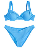 Salt + Cove Juniors Wavy-Scrunch Scoop-Neck Bikini Top SC25073TT Capri Blue XS