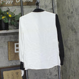 Bar III Colorblocked Button-Down Long Sleeve Collared Blouse Top Black 2XS