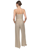 DKNY Womens Seersucker High Rise Wide-Leg Pants Travertine Brown Stripe 14