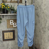 Nine West Womens Ruched Legs Elastic Waist Pants 166048345b56f5 Blue m