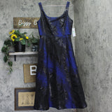 DKNY Womens Metallic Jacquard Scoop-Neck Midi Dress Navy Blue 8