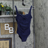 Cupshe Womens Square Neck Twist-Front One Piece Swimsuit Navy Blue S