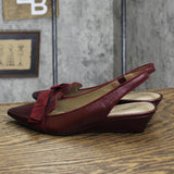 Bandolino Womens Low Block Heel Ribbon BDYESMINNA Sandals Maroon Red 6M