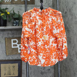 Vince Camuto Womens Petite Printed Split-Sleeve Blouse Orange Multi PM
