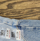 Levi's 501 Button Fly High Rise Straight Jeans 94417273 County Fair Blue 31 x 30
