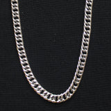 Cuban Curb Chain Link Necklace Silver Gray