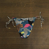 Red Carter Flying High Side Tie Bikini Swim Bottom Indigo Dye Blue Multi M