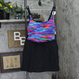 Mimi Flamingo Tidal Wave Skirted One Piece Swimdress 80004003 Black Multi 12