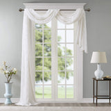 Madison Park Sheer Curtain Scarf Irina Embroidered Kitchen White 50x216