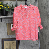 Cece Womens Elbow Sleeve Split-Neck Blouse 7033067 Calipso Coral Pink M