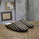 A New Day Channing Studded Slip-On Mule Flats 91636456 Jet Black / Gold 8M