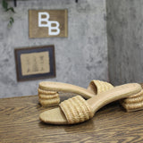 A New Day Womens Fay Heels Block Heel Raffia Sandals 94834805 Natural Brown 8M