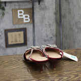 A New Day Womens Gwen Rhinestone Bow Heels Velvet 94656742 Burgundy Red 9.5M