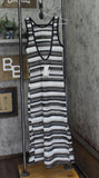 Miken Juniors Striped Low-Back Dress Swim Cover Up I9083K795 Black / White S