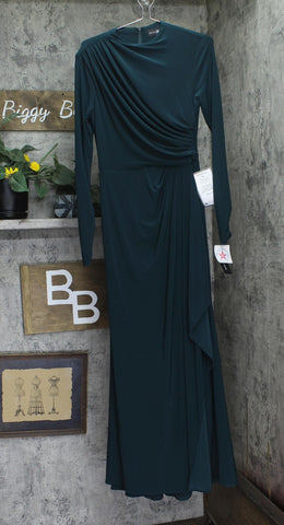 Betsy & Adam Womens Long-Sleeve Dress with Slit A25412 Pine Green 6
