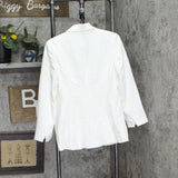 DG2 by Diane Gilman 1-Button Wrinkle-Resistant Gabardine Blazer Jacket Ivory S