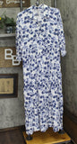 Ny Collection Womens Petites Crinkle Tiered Maxi Dress PCOD0984 Blue / White PL