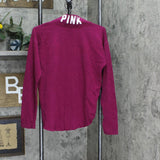 Pink by Victoria's Secret Womens Pullover 1/4 Zip Fleece Sweatshirt Berry Red S