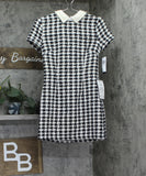 City Studio Womens Tweed Pearl Embellished Collar Cocktail Dress Black / White 0