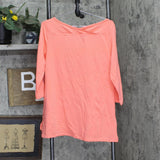 Isaac Mizrahi Live! Womens 3/4-Sleeve Knit Top w/ Cross Tropical Coral Pink M