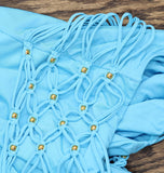 PQ Womens Beaded Brynn One-Piece Swimsuit KAI-5014P Blue M