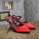 A New Day Womens Rosemary Heels Satin Strappy 94646855 Red 7M