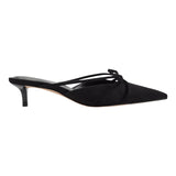 Marc Fisher Pointed Toe Faux Suede Kitten Heel Mules with Bow MFFLORIN3 Black 9M