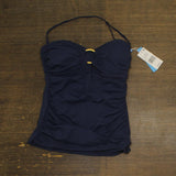 Bleu Rod Beattie Draped Bandini Swimsuit Top with Ring Detail Midnight Blue 6