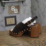 Mia Womens Eudora Platform Heels Studded GS1754706 Chocolate Brown 8M