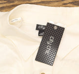 City Chic Womens Trendy Plus Size Tropical Tie Collared Top Ivory Off White 2XS