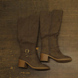Style & Co. Womens Uticaa Belt Heel Boots Dark Taupe Microsuede Brown 7M