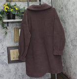 All In Motion Long High-Pile Fleece Full-Zip Drawstring Jacket Coat Brown 2XL