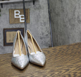 On 34th Womens Jeules Pointed-Toe Slip On Pumps 10018690000 Silver Glitter 5.5M