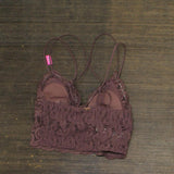 Pink Womens Mesh Lined Lace Bralette 16691fe5c8512f Brown XS