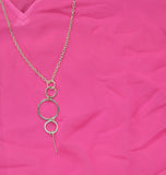 Jm Collection Womens Woven Tie-Sleeve Blouse With Necklace Top Fuchsia Pink L