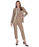 Tommy Hilfiger Open-Front Slim Fit Blazer Caribou Brown / Ivory Off White 6