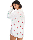 Miken Womens Cherry Embroidered Button-Down Swim Shirt I2992PUXH White Multi M