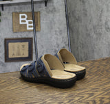 Clarks Womens Laurieann Ruby Flat Sandal 26177346 Navy Leather Blue 7M